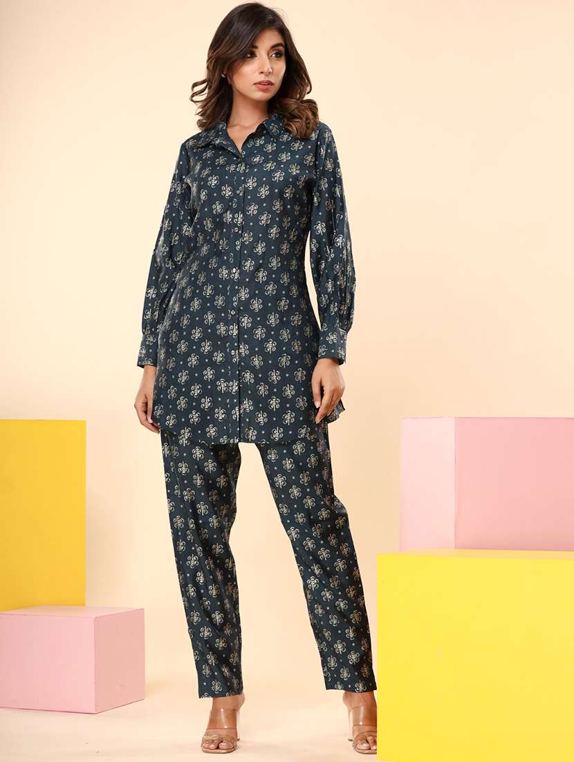 blue floral printed co-ord sets