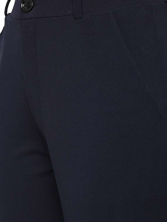 navy blue solid high rise bootcut trouser - 20223739 -  Standard Image - 4