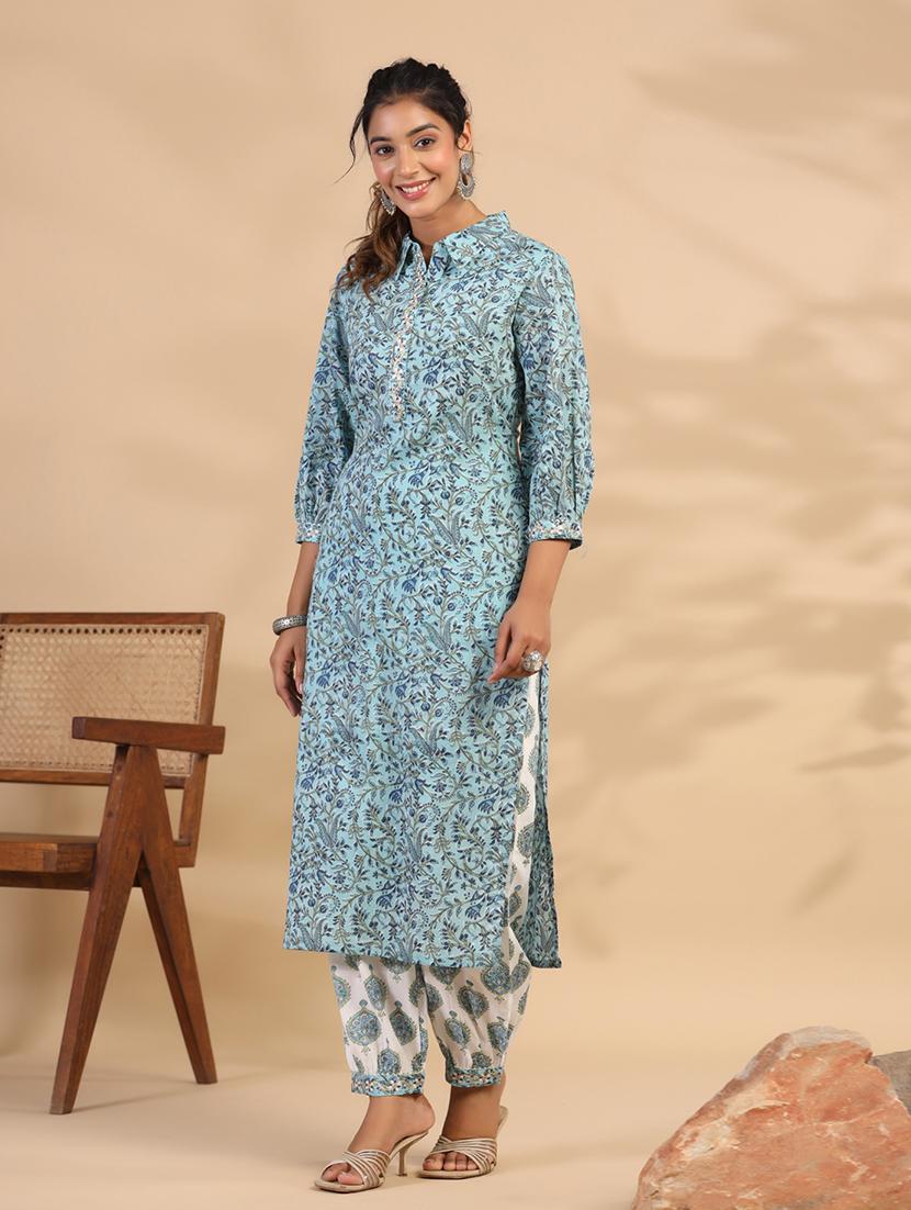 women light blue kurta salwar set - 20223749 -  Standard Image - 1