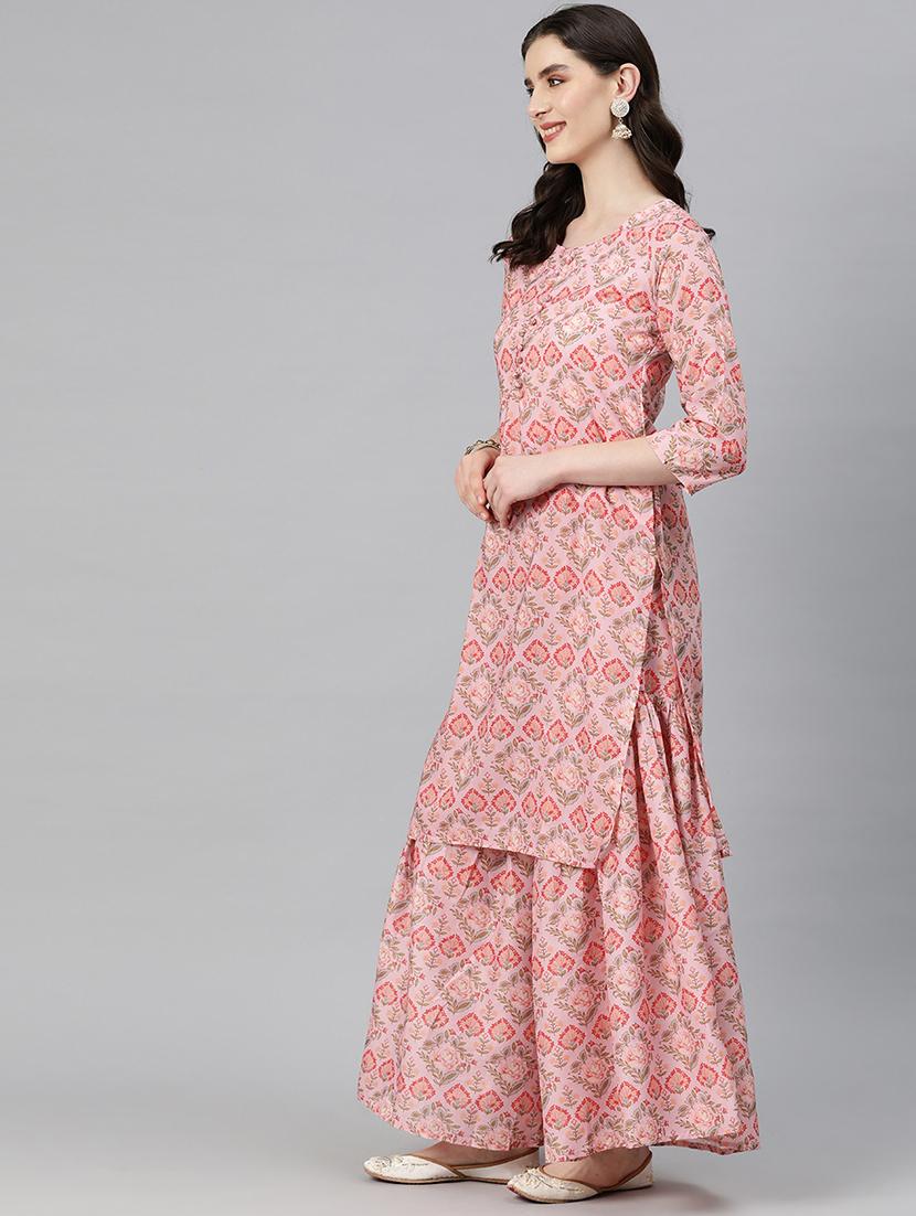 floral printed kurta sharara set with dupatta - 20223863 - Standard Image - 1