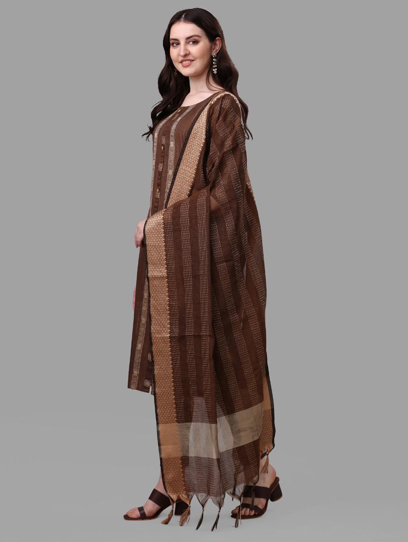 women brown kurta pant set with dupatta - 20223939 - Standard Image - 1