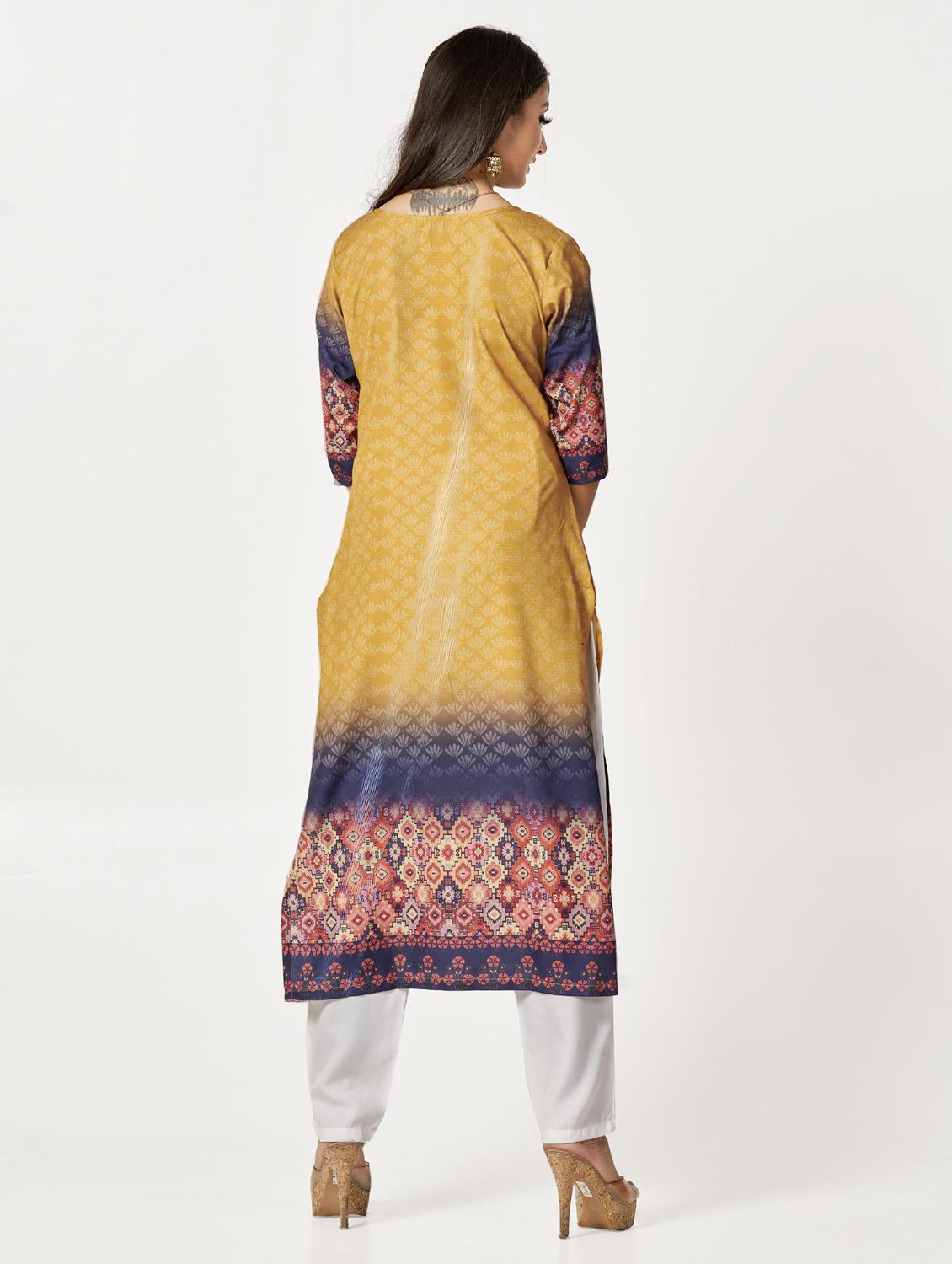 yellow colored kurta pant set - 20224227 - Standard Image - 1