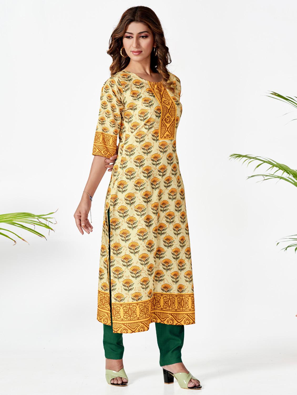 cream colored kurta pant set - 20224230 - Standard Image - 1