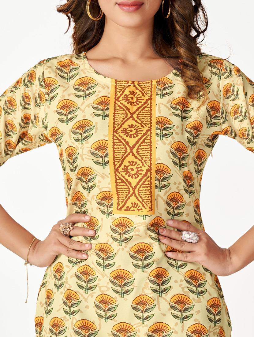 cream colored kurta pant set - 20224230 - Standard Image - 4