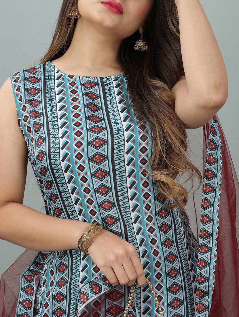 blue colored kurta pant set - 20224245 - Standard Image - 4