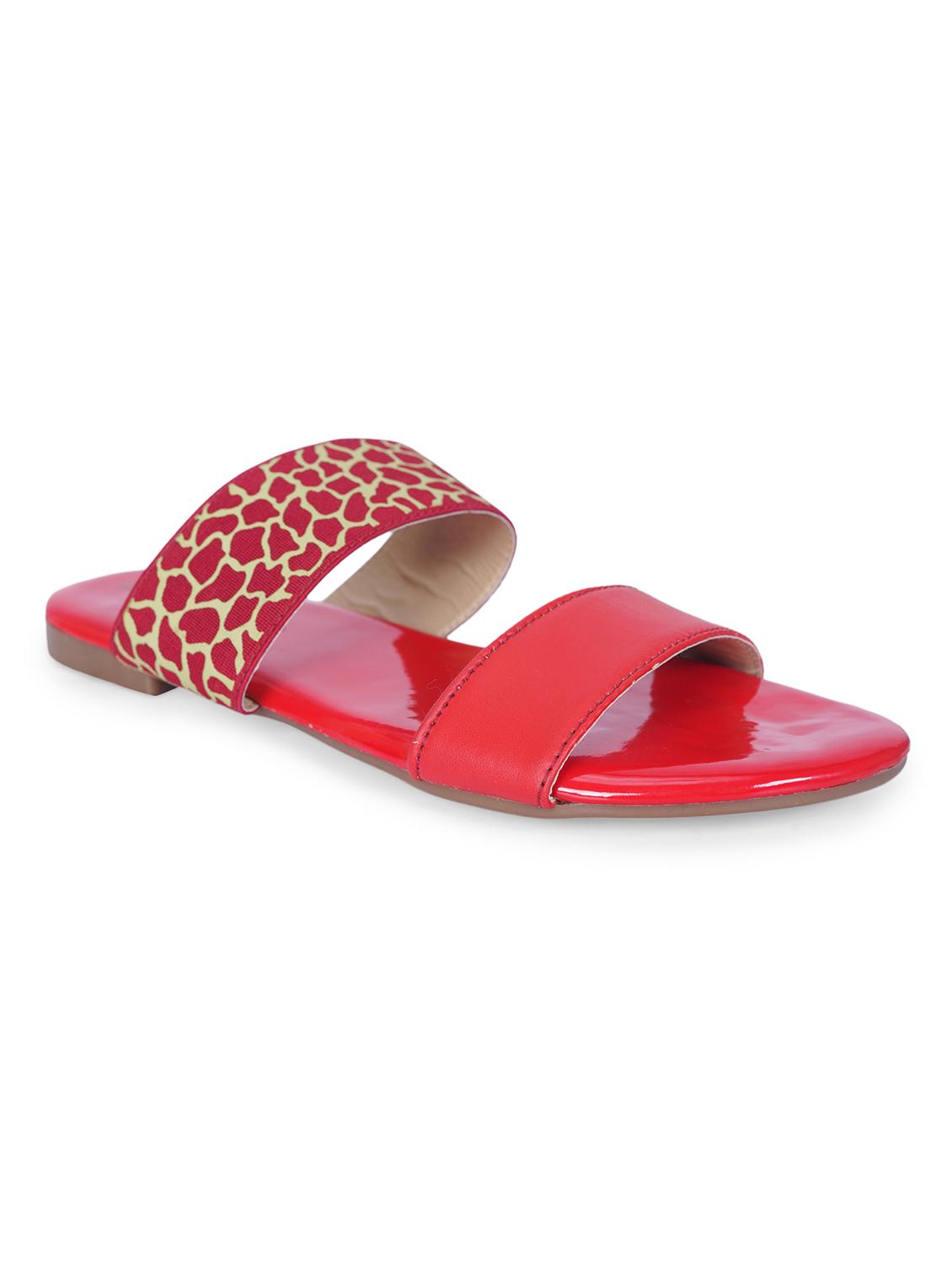 red synthetic flat forms sandals - 20225162 - Standard Image - 1