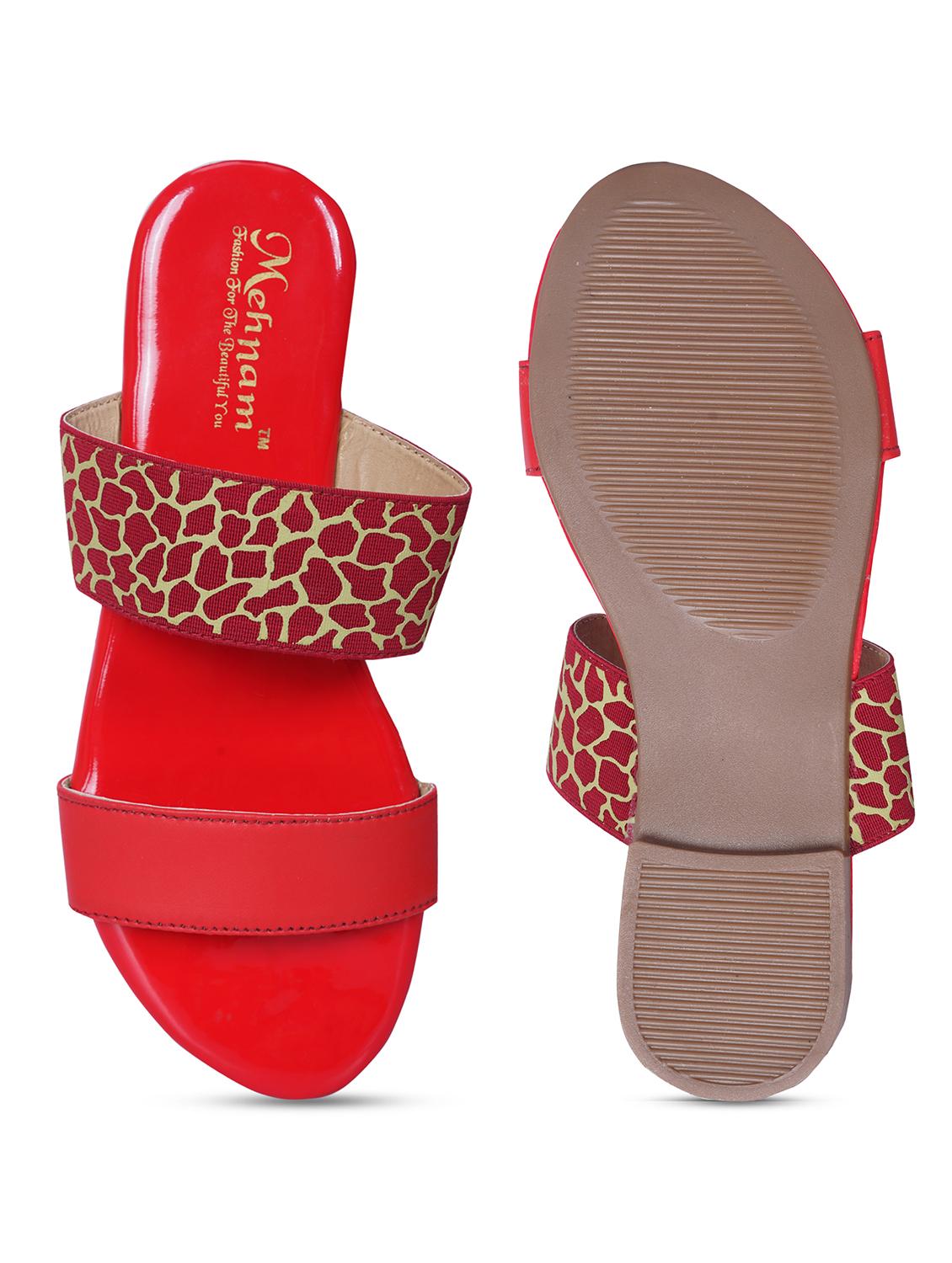 red synthetic flat forms sandals - 20225162 - Standard Image - 4