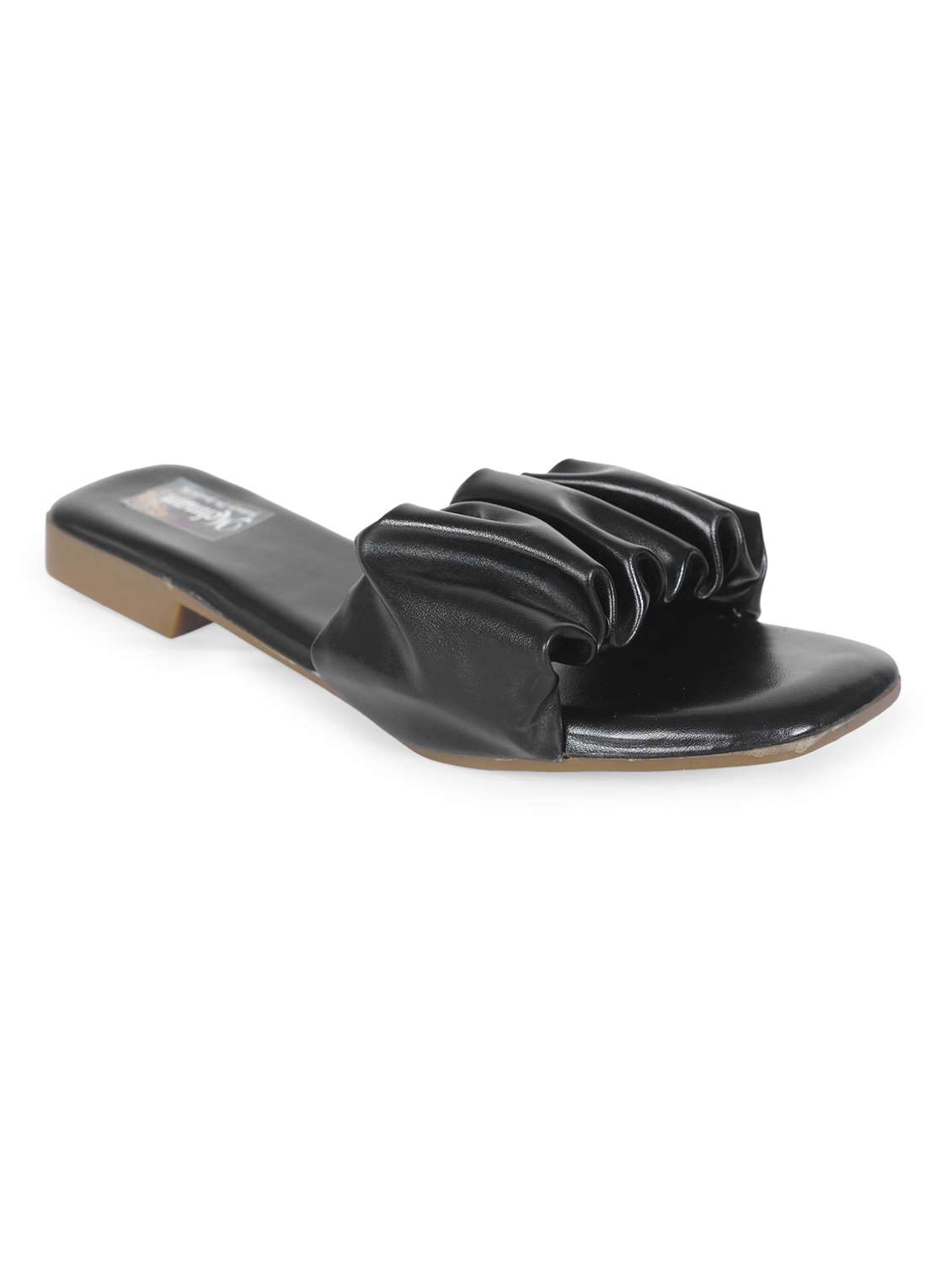 black synthetic flat forms sandals - 20225167 -  Standard Image - 1