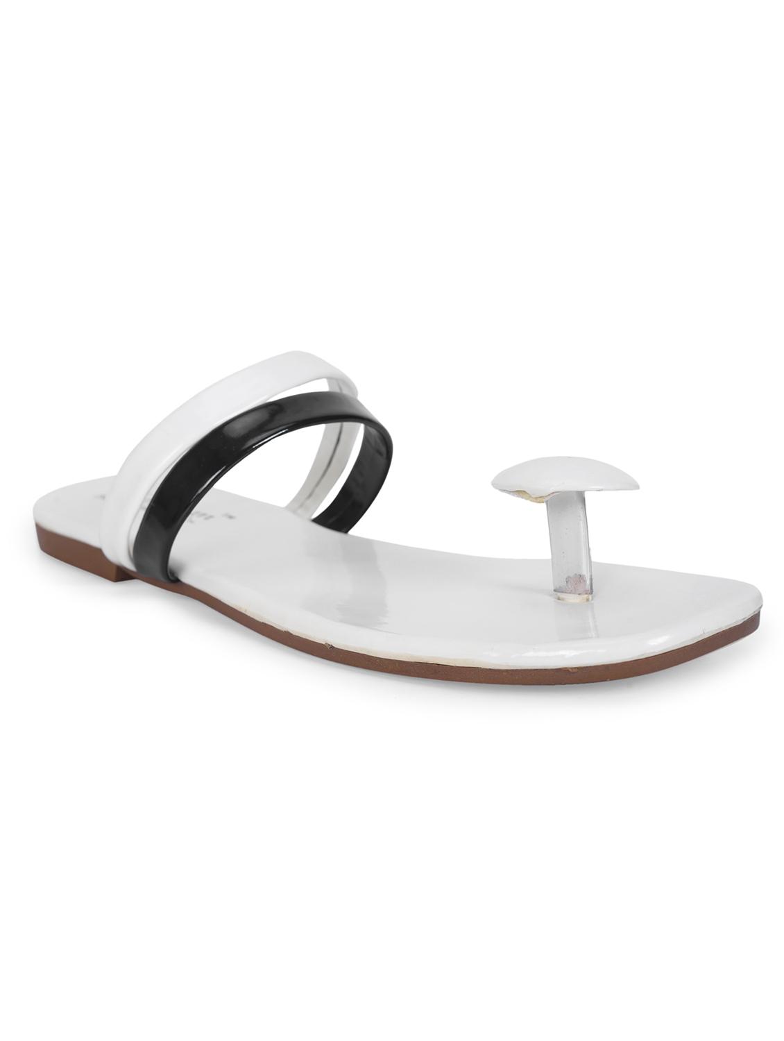white synthetic flat forms sandals - 20225179 -  Standard Image - 1