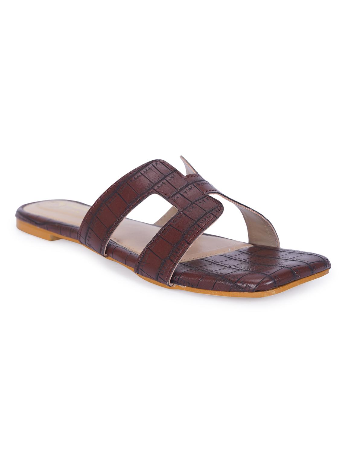 vriddhi casual snake printed flat brown sandals for womens - 20225185 -  Standard Image - 1