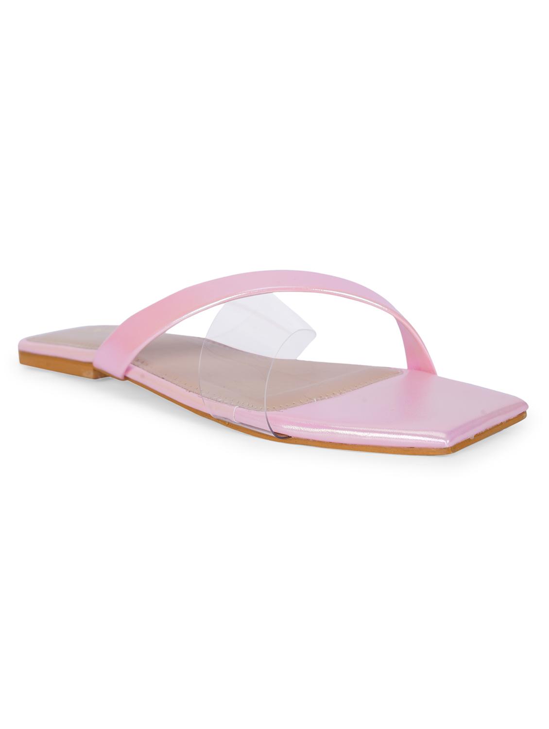 vriddhi casual transparent cross flat pink sandals for womens - 20225186 -  Standard Image - 1