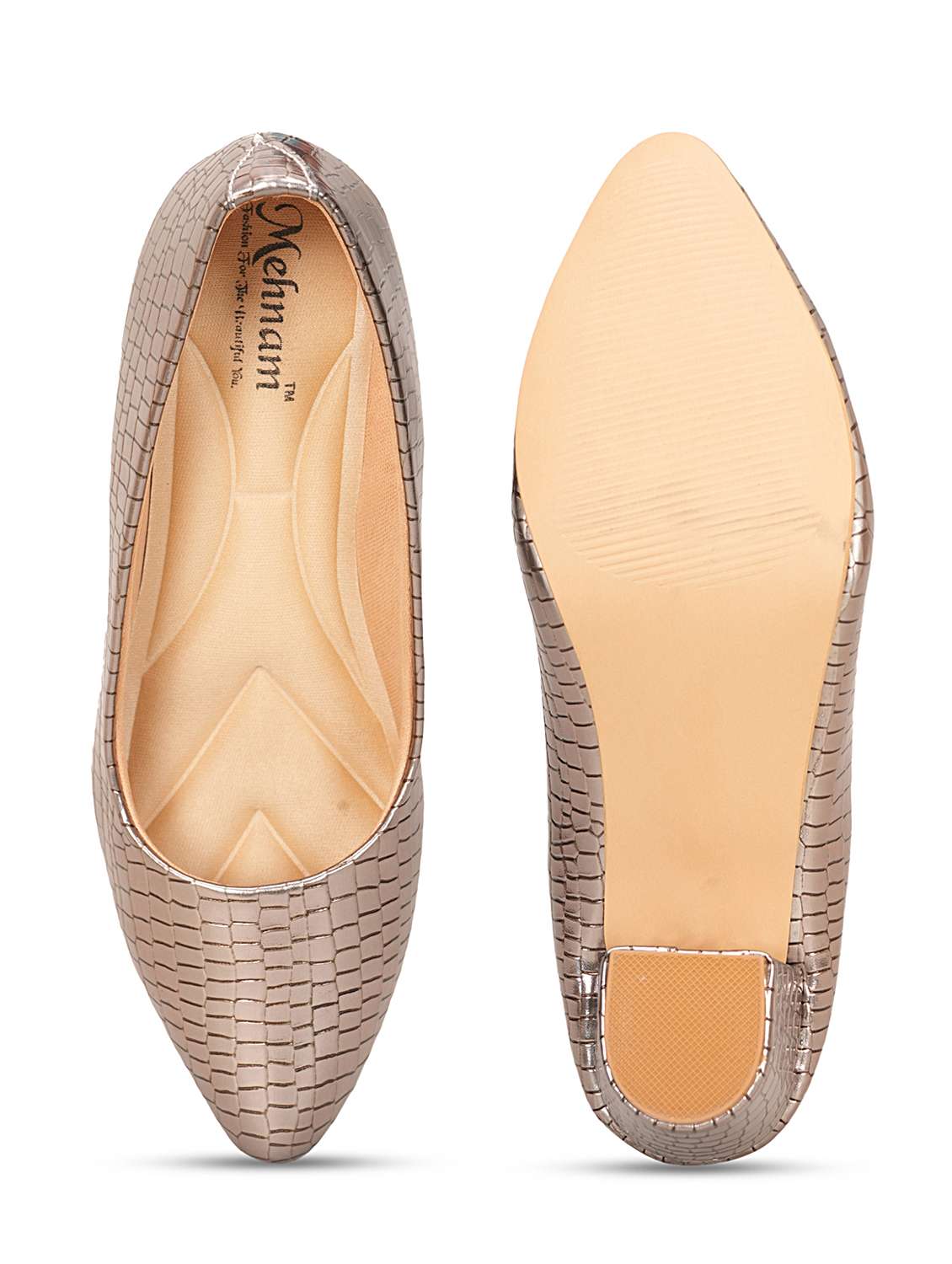 women light gold textured heel sandal - 20225214 -  Standard Image - 4