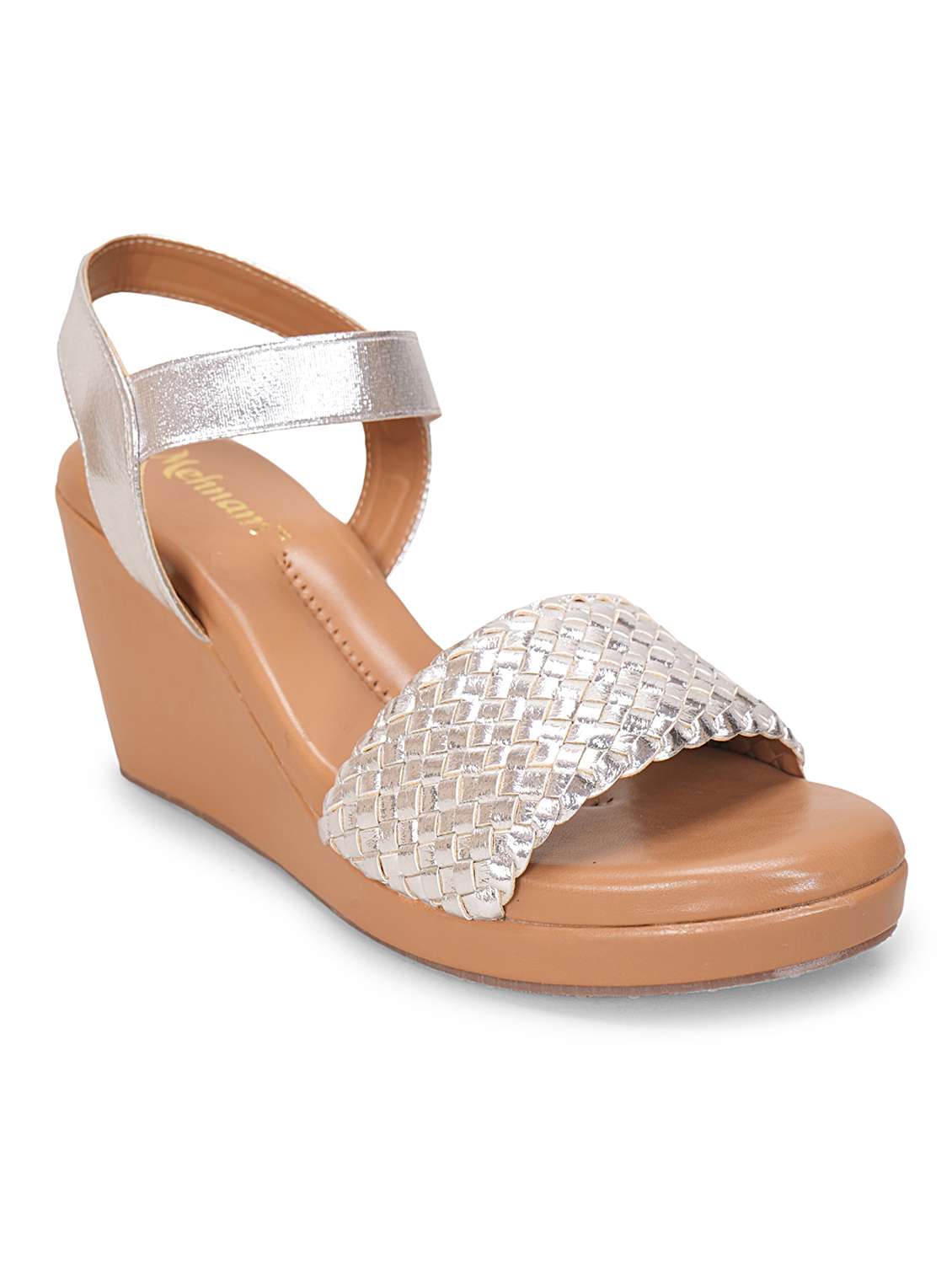women silver textured strap heel sandal - 20225217 -  Standard Image - 1