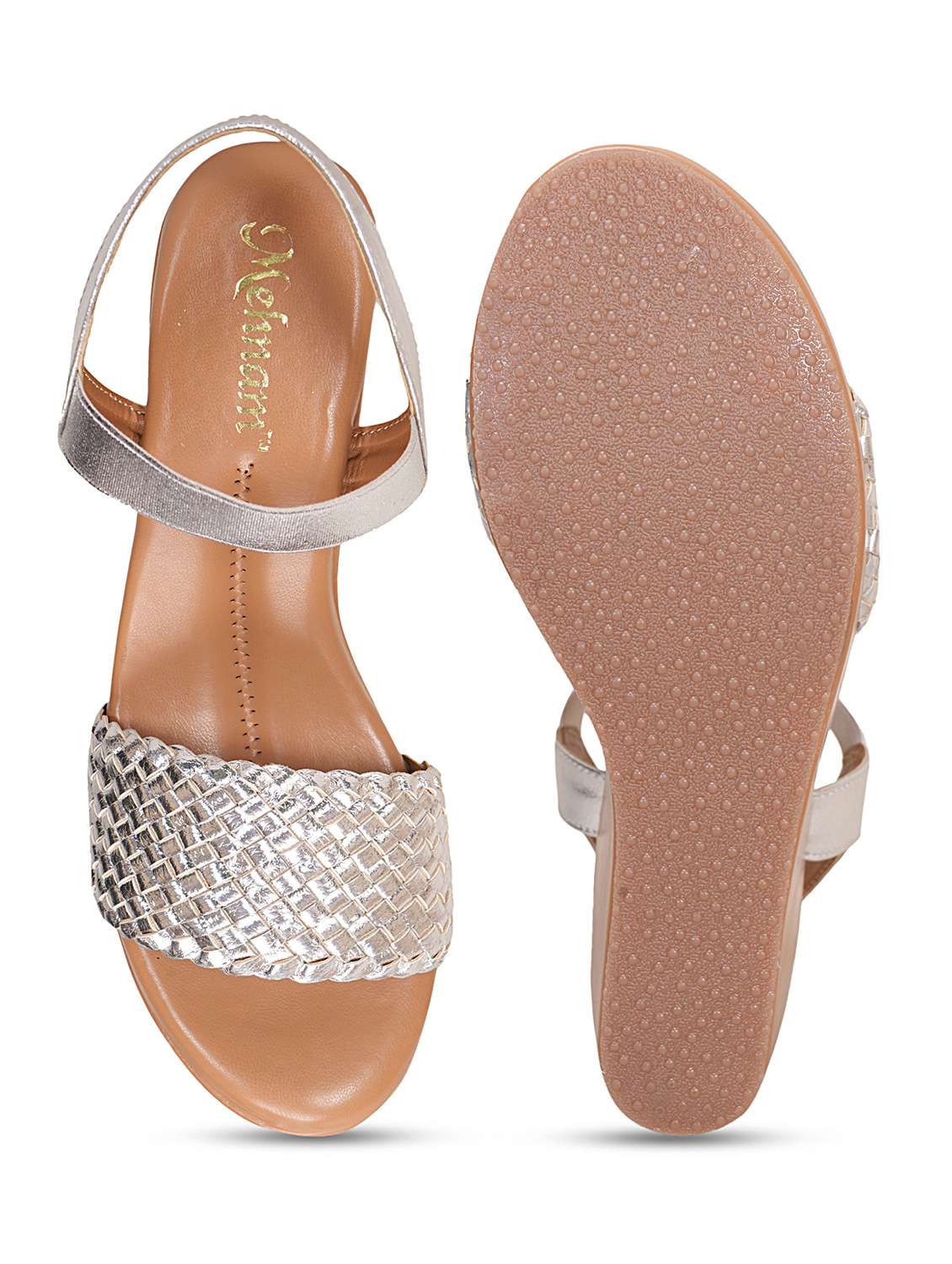 women silver textured strap heel sandal - 20225217 -  Standard Image - 4