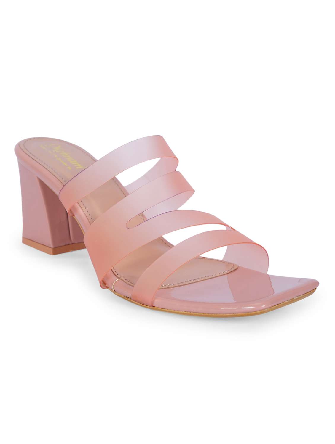 women peach block heel sandal - 20225223 -  Standard Image - 1