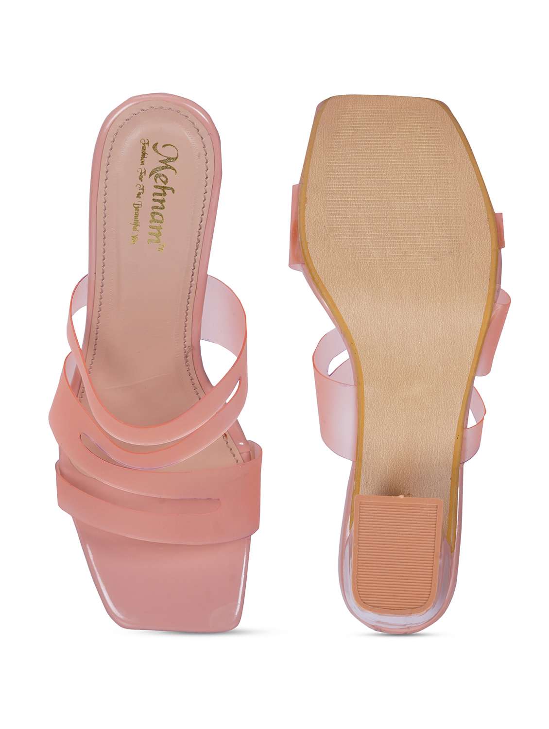 women peach block heel sandal - 20225223 -  Standard Image - 4