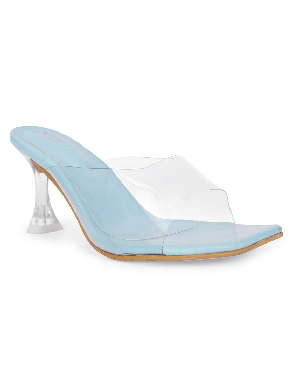 women's transparent blue heel sandal - 20225238 - Standard Image - 1