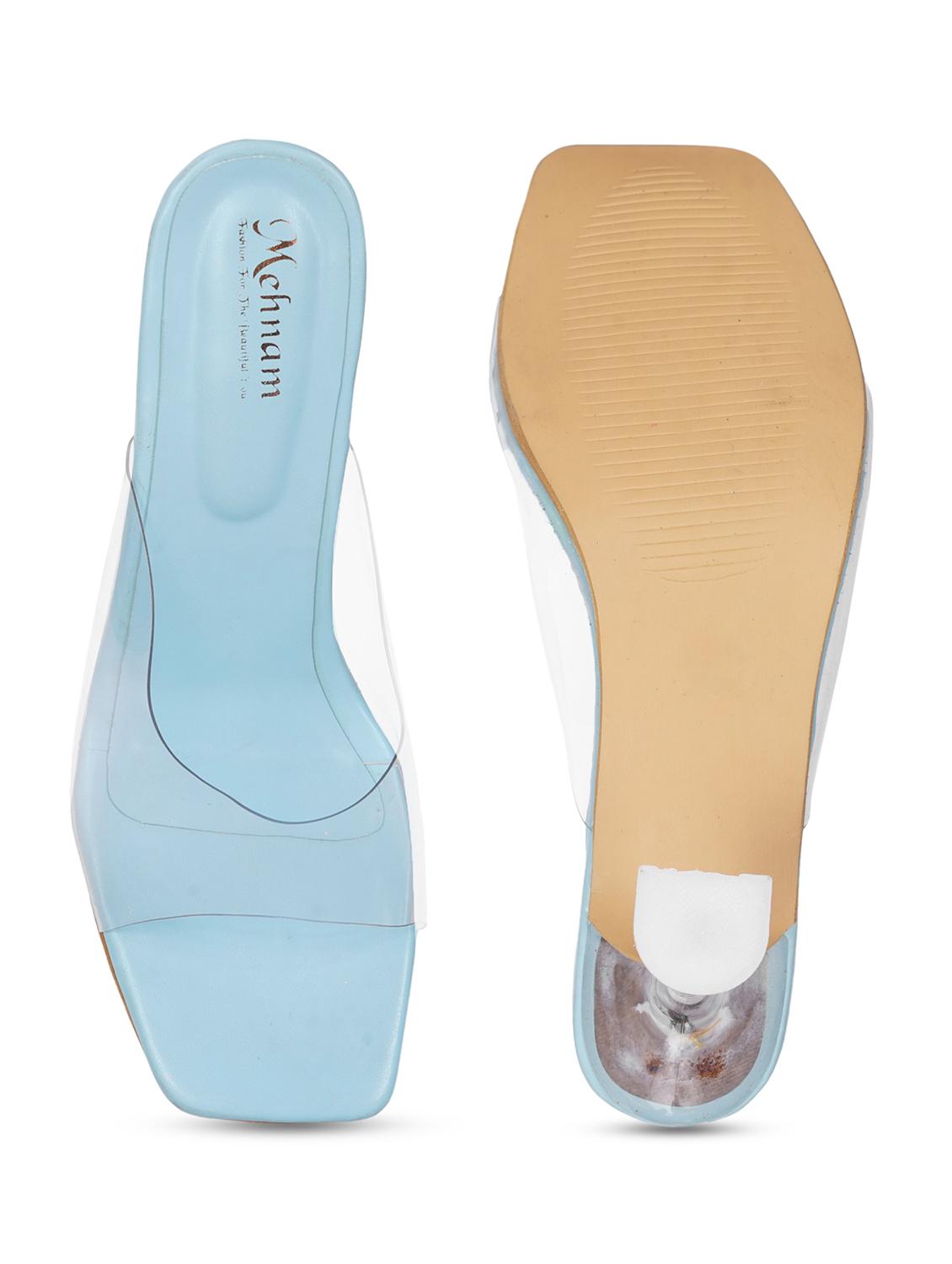 women's transparent blue heel sandal - 20225238 - Standard Image - 4