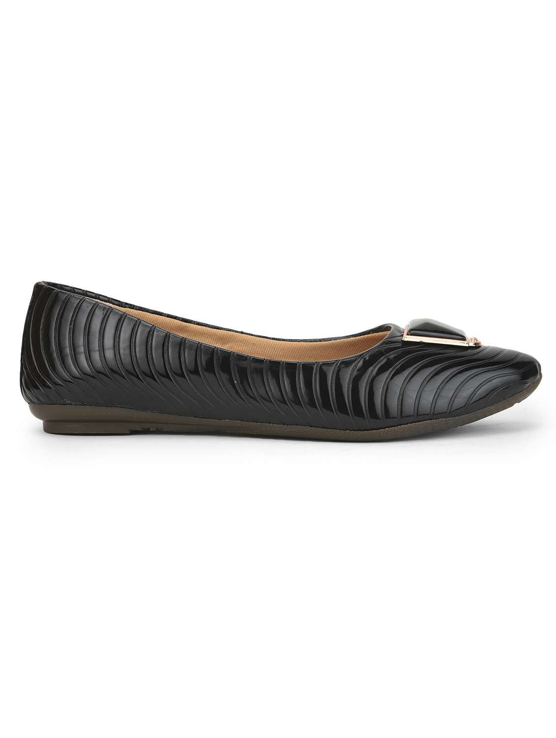 women's black textured flat ballerina - 20225243 -  Standard Image - 1
