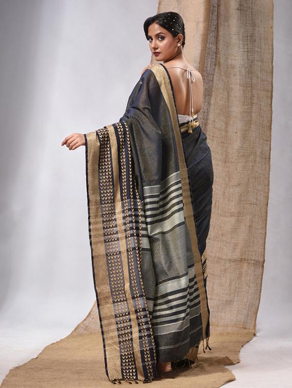 self design handloom saree with blouse - 20225361 - Standard Image - 1