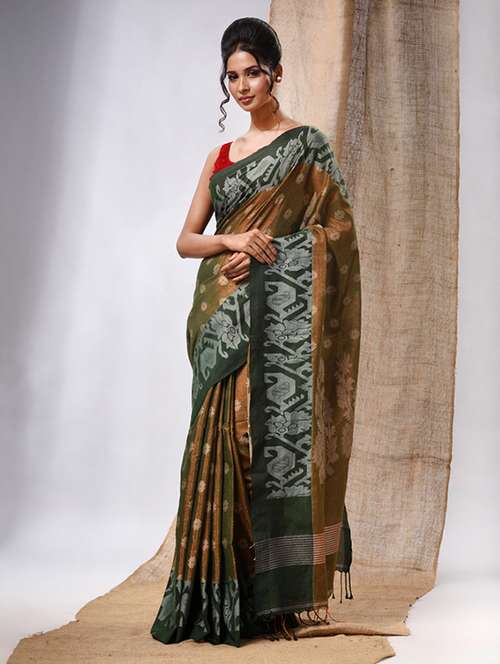 women's self design brown colored saree with blouse - 20225387 -  Standard Image - 0