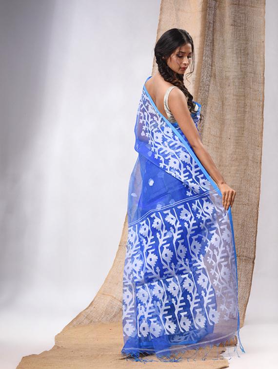 women's self design blue colored saree with blouse - 20225423 - Standard Image - 1
