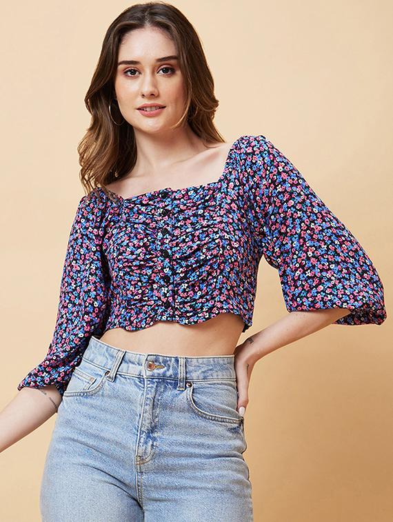 women black viscose crop top - 20225451 - Zoom Image - 0