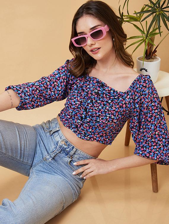 women black viscose crop top - 20225451 - Standard Image - 4