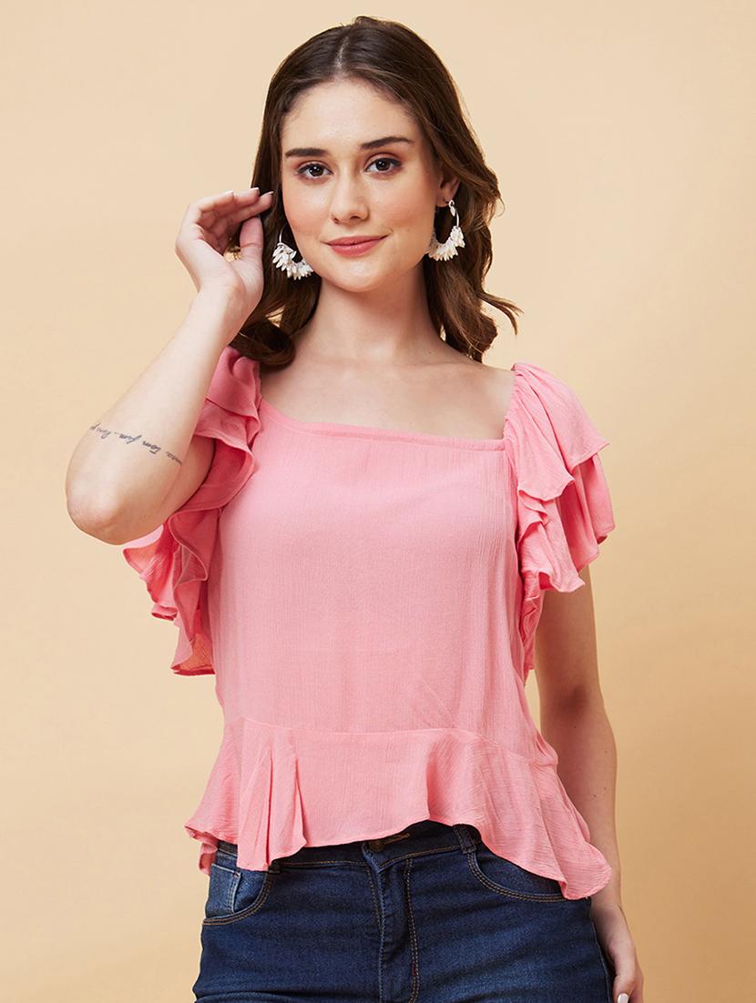 women pink viscose regular top - 20225458 -  Zoom Image - 0
