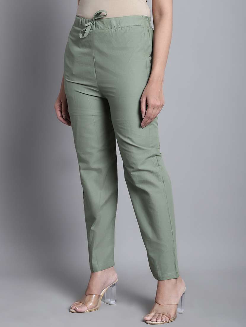 mid rise solid straight tapered pant - 20225556 -  Standard Image - 1