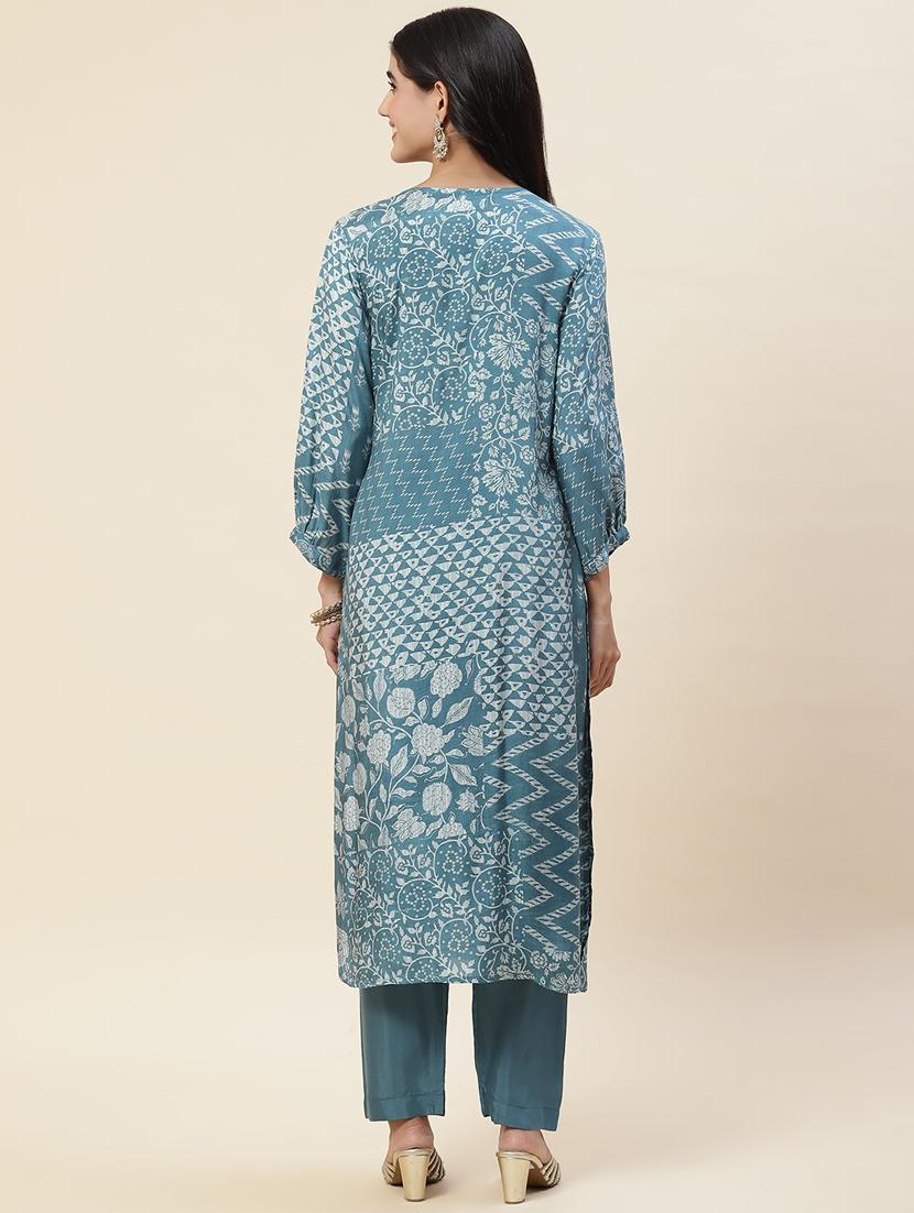 teal kurta pant set - 20225583 - Standard Image - 4
