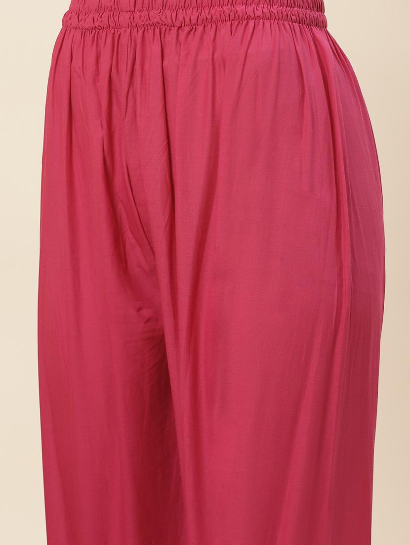 magenta chanderi kurta pant set - 20225592 - Standard Image - 6