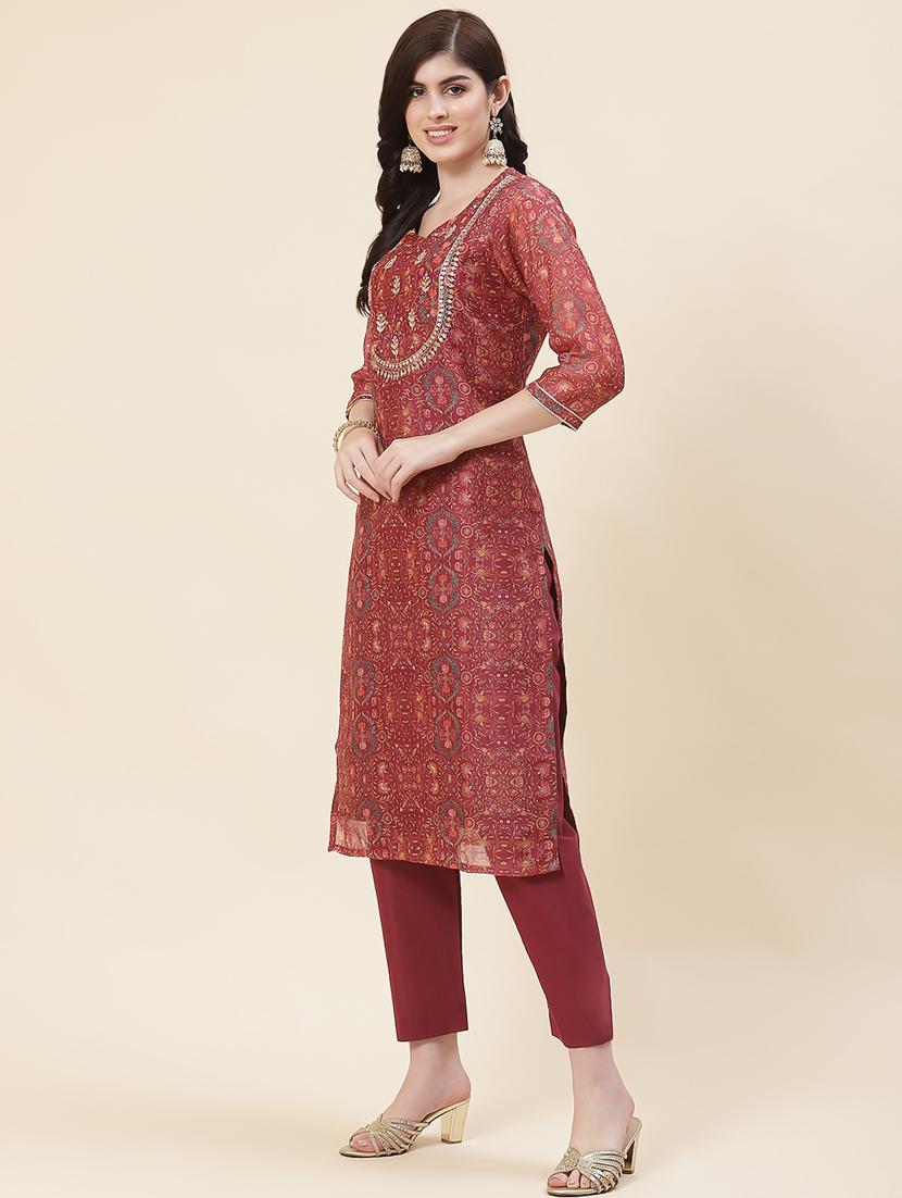 women floral printed kurta pant set - 20225602 -  Standard Image - 1