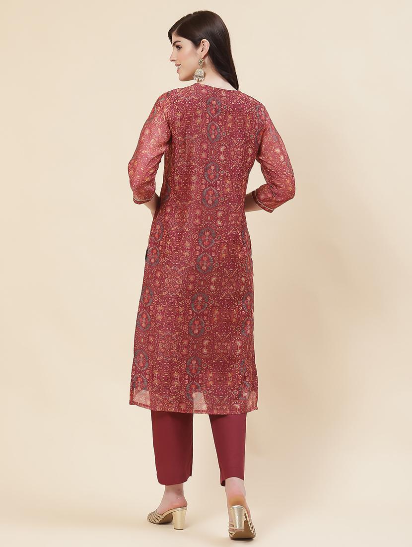 women floral printed kurta pant set - 20225602 - Standard Image - 4