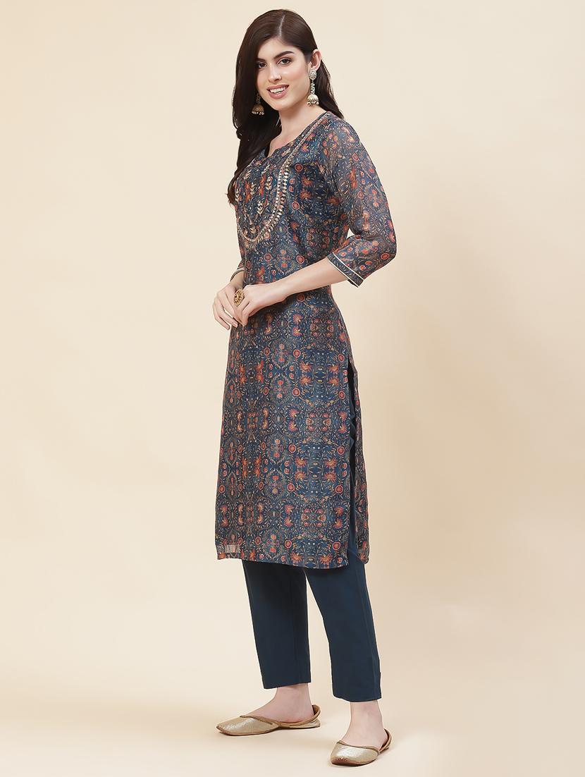 women floral printed kurta pant set - 20225603 - Standard Image - 1