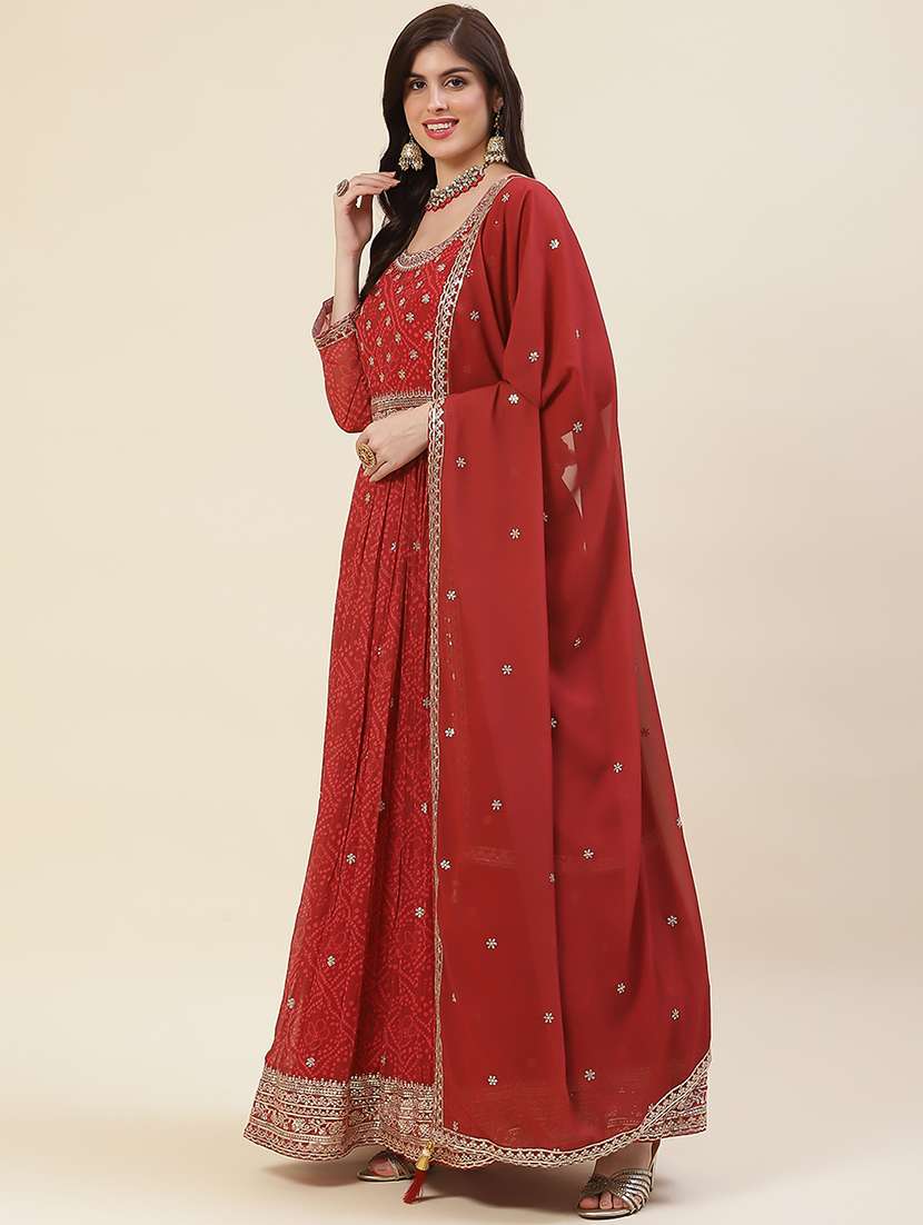 women red kurta dupatta set - 20225637 - Standard Image - 1