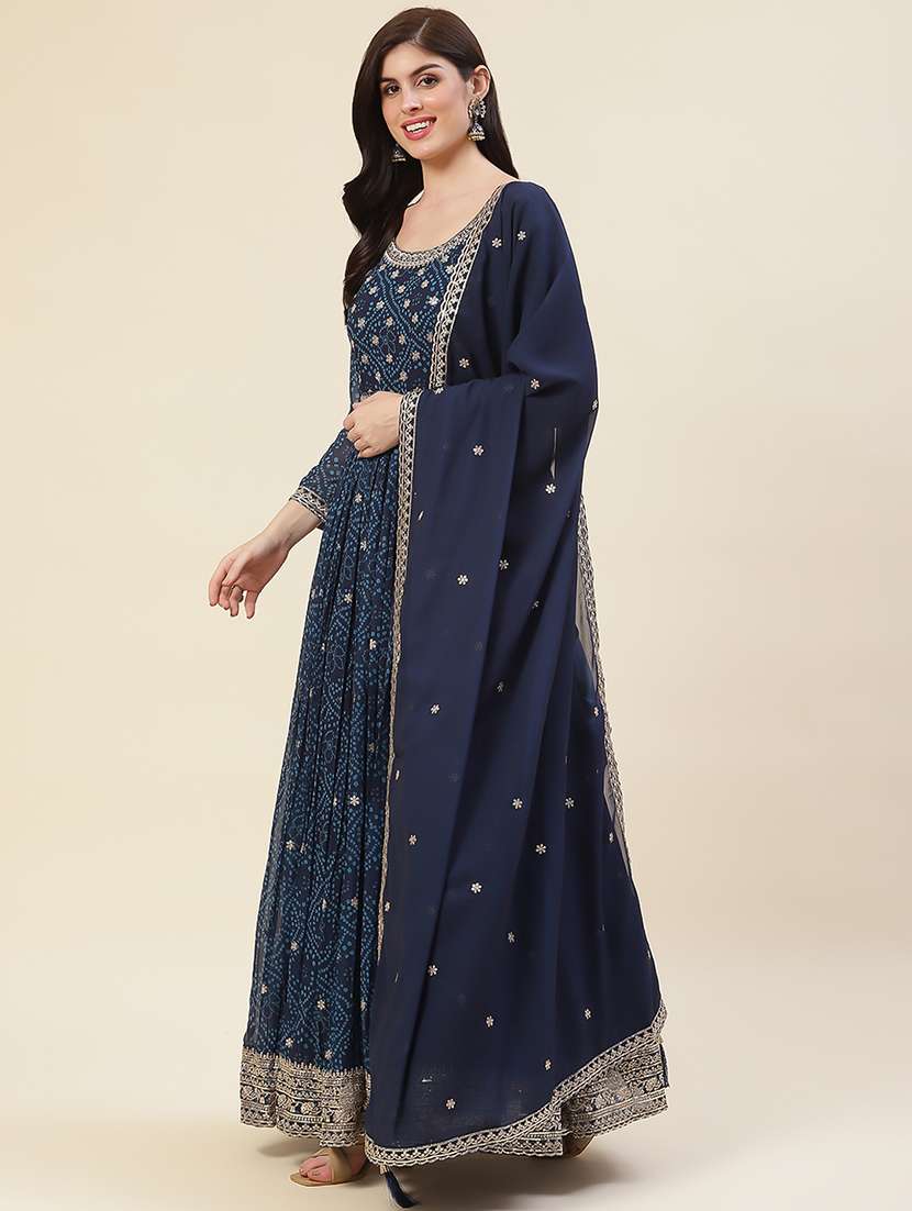 women bandhani printed kurta dupatta set - 20225638 -  Standard Image - 1