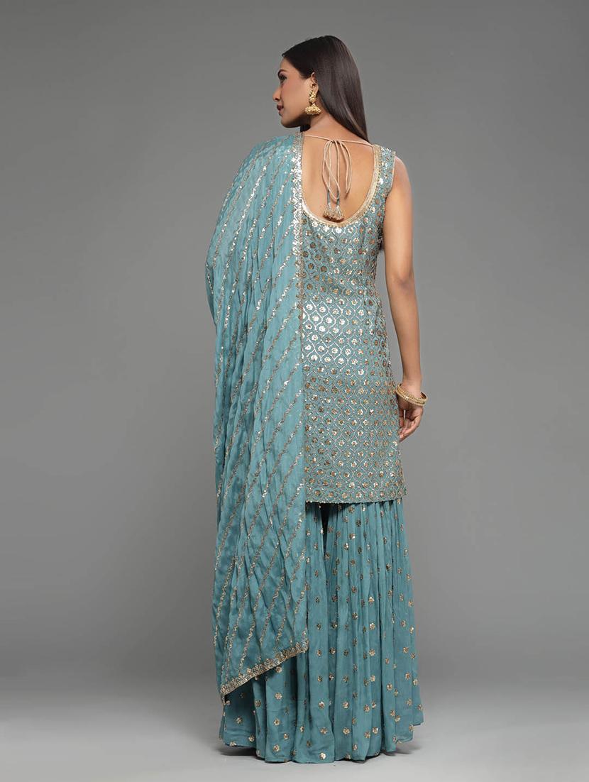 women embroidered kurta sharara set with dupatta - 20225673 - Standard Image - 1