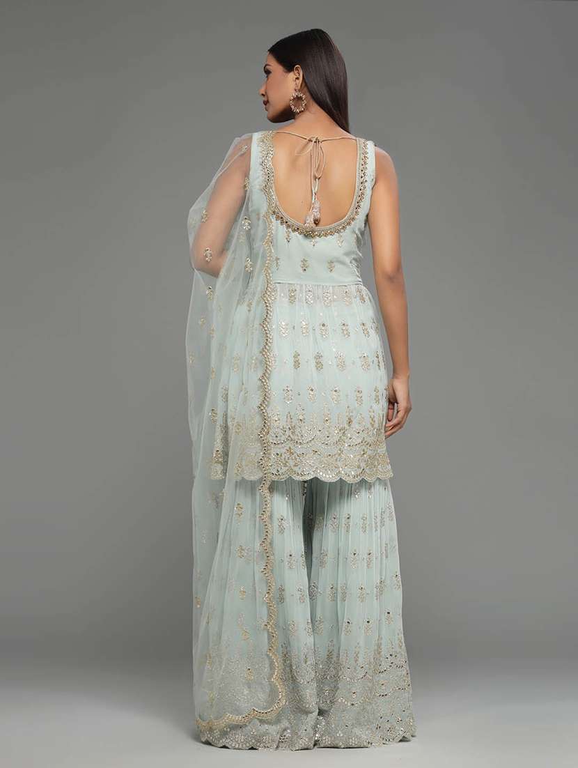 women embroidered kurta sharara set with dupatta - 20225676 -  Standard Image - 1