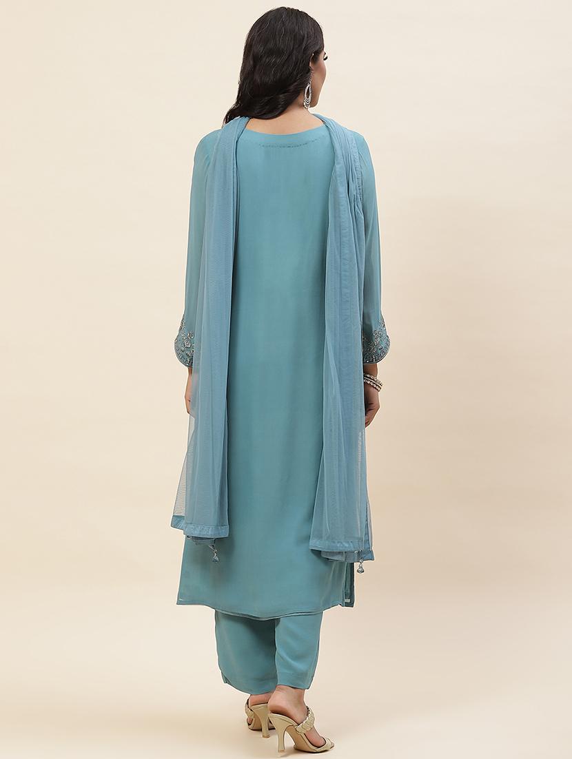 women embroidered kurta palazzo set with dupatta - 20225709 - Standard Image - 4