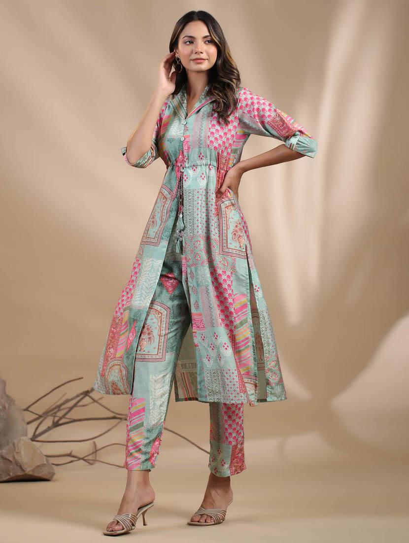 multi colored kurta pant set - 20225738 -  Standard Image - 1