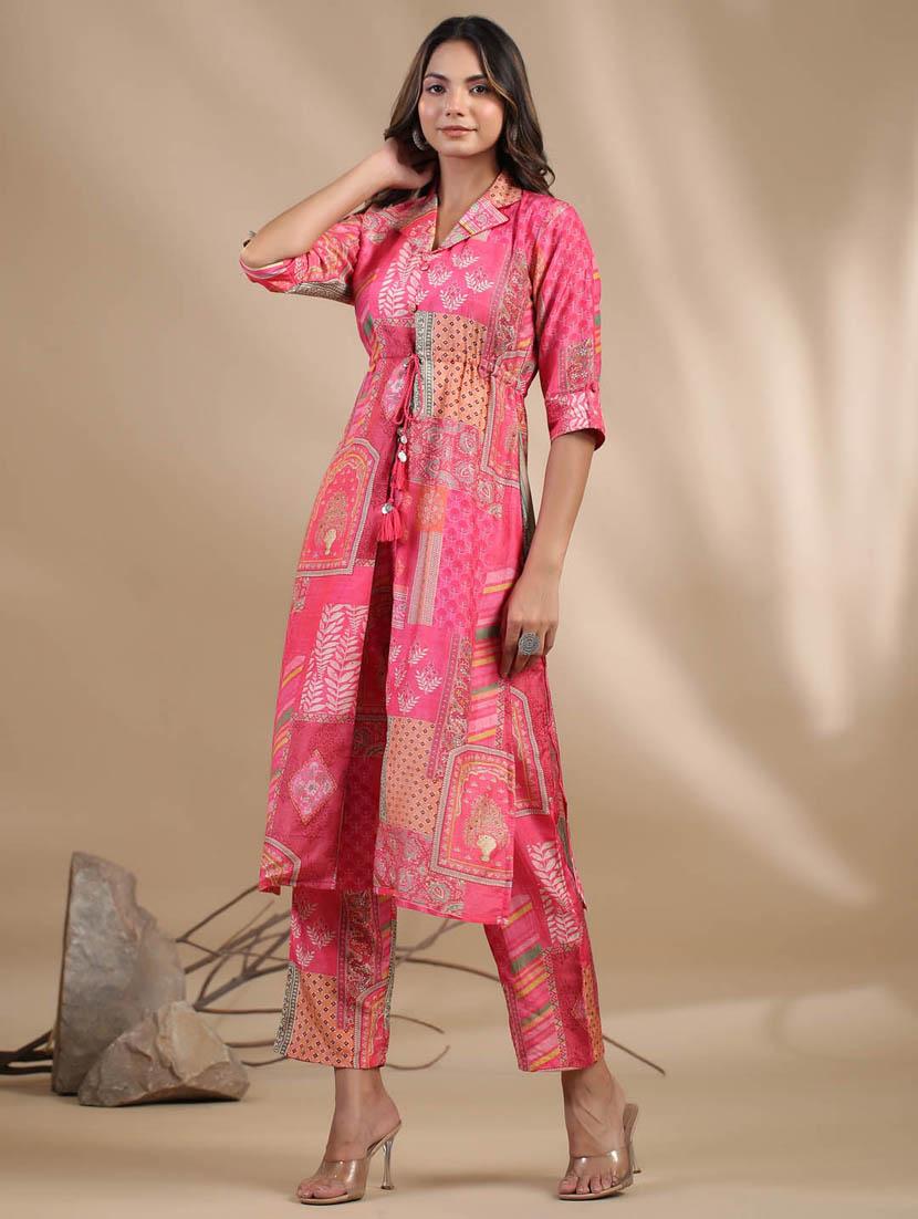 pink colored kurta pant set - 20225739 -  Standard Image - 1
