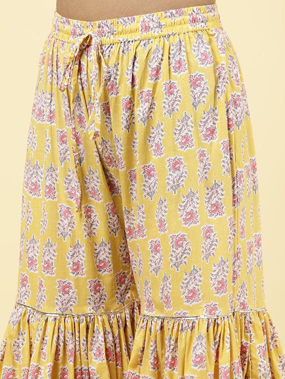 yellow colored kurta sharara set - 20225752 - Standard Image - 4