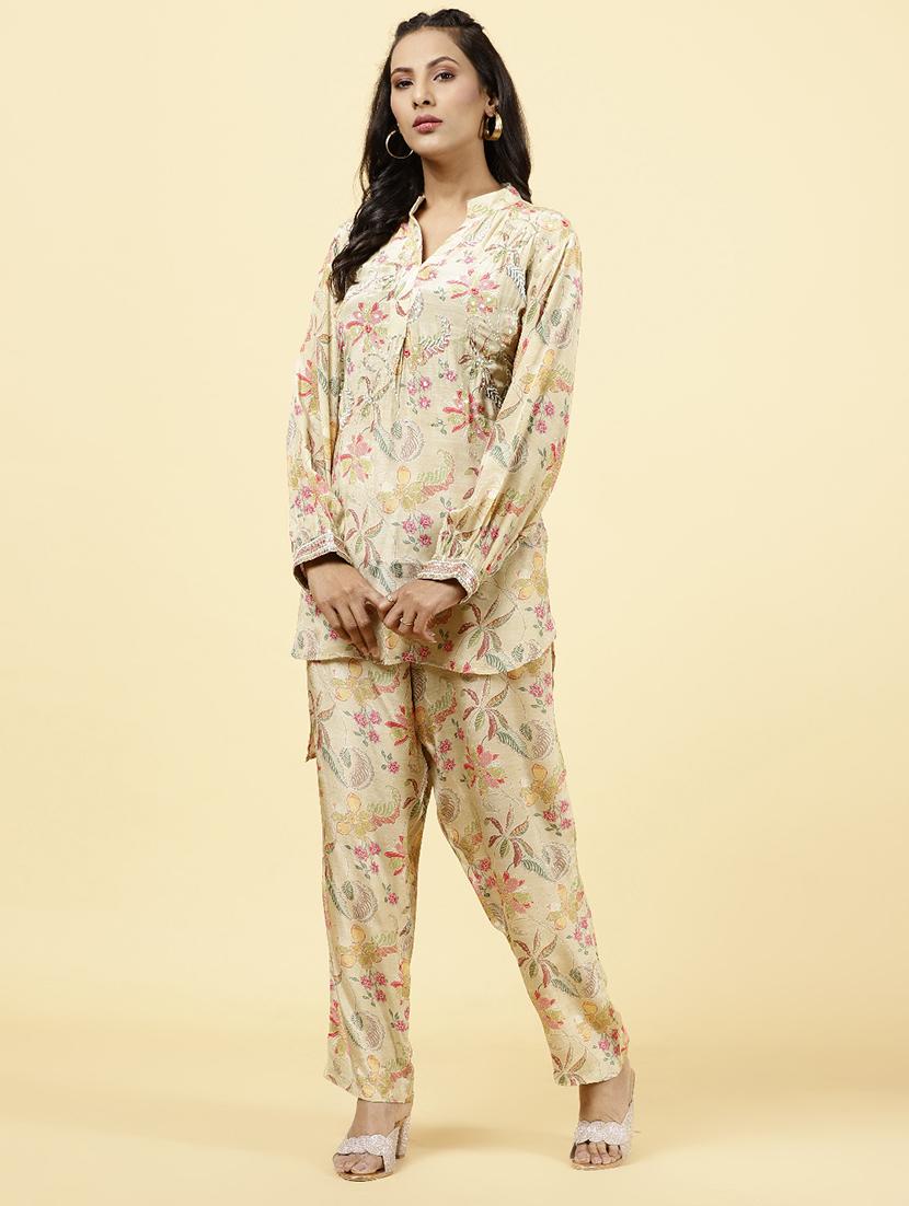 beige colored co ord set - 20225755 -  Standard Image - 1