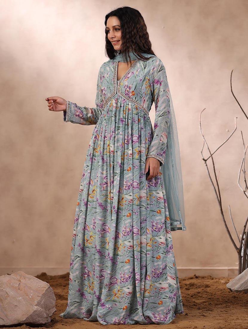 grey colored kurta dupatta set - 20225818 - Standard Image - 1