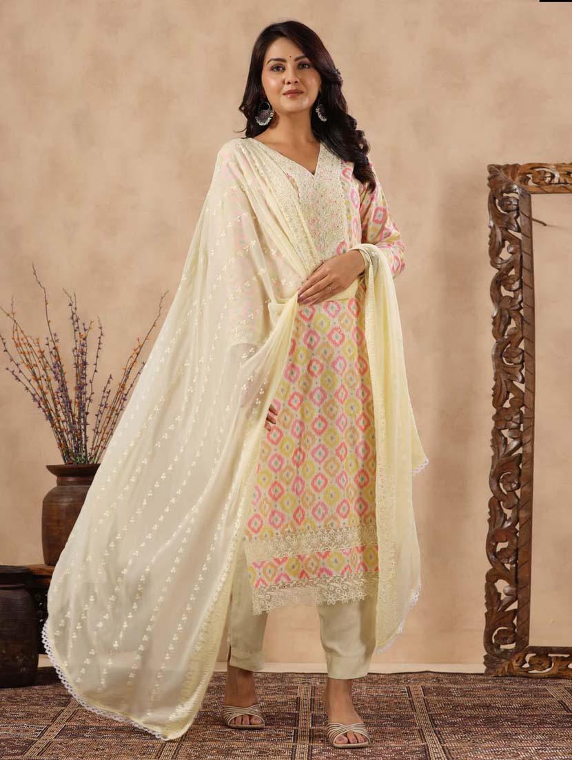 cream colored kurta pant set - 20225850 - Standard Image - 4