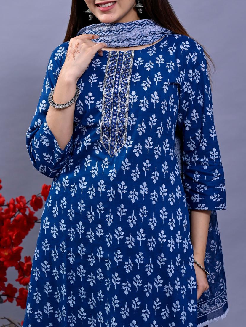 blue colored kurta pant set - 20225856 - Standard Image - 4