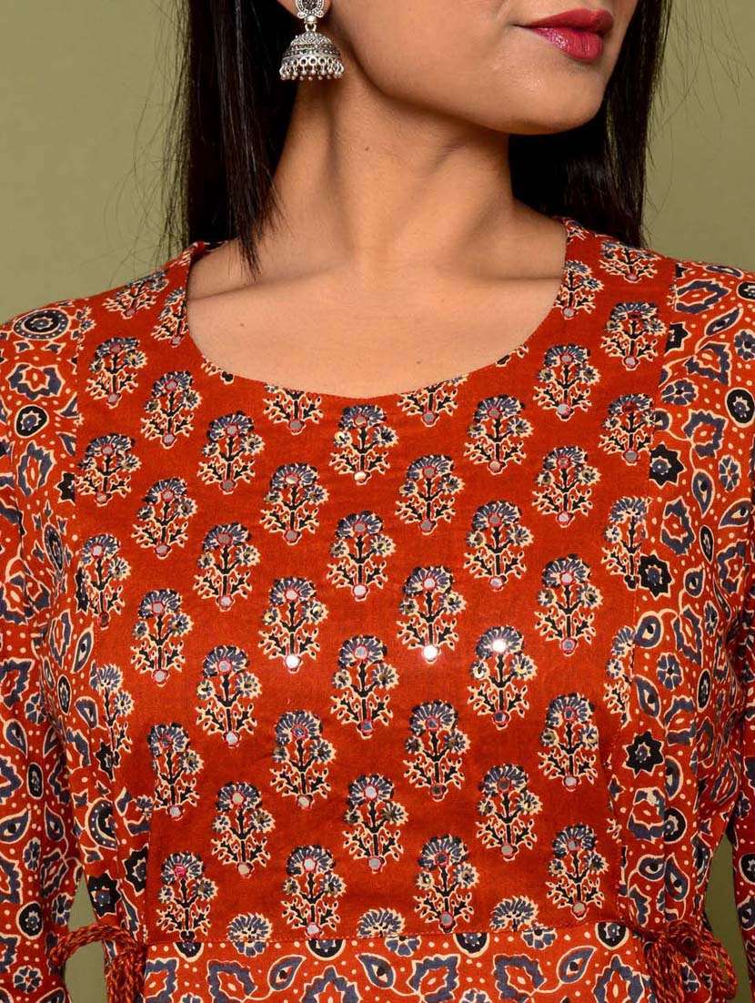 red colored kurta dupatta set - 20225872 -  Standard Image - 6