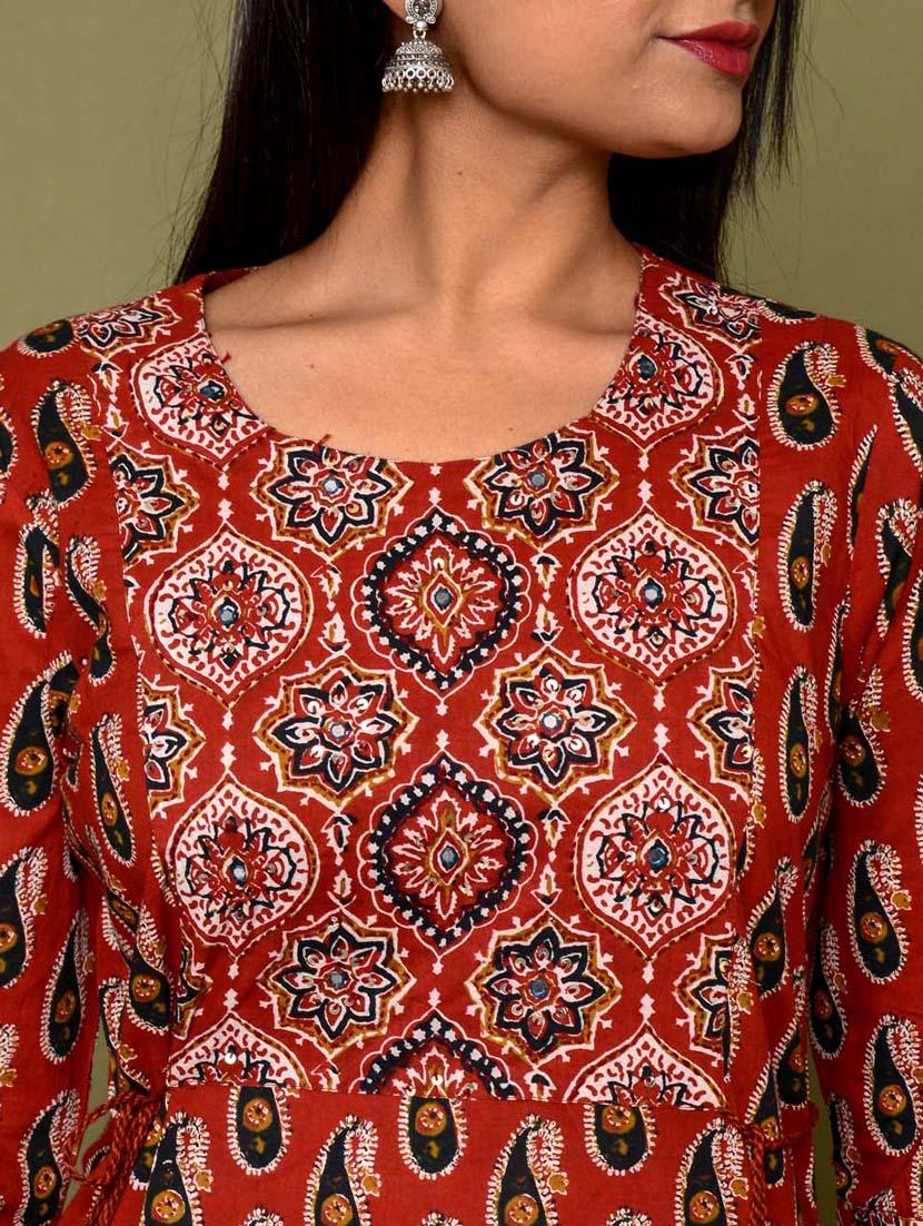 red colored kurta dupatta set - 20225873 - Standard Image - 6