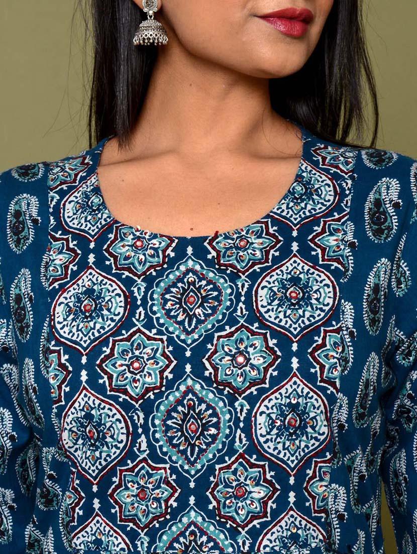blue colored kurta pant set - 20225874 - Standard Image - 6